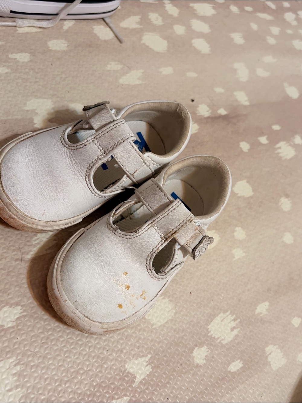 Kids White T-Strap Leather Shoes